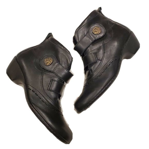 Walking Cradle Black Heeled Boots Booties Leather - Picture 1 of 12